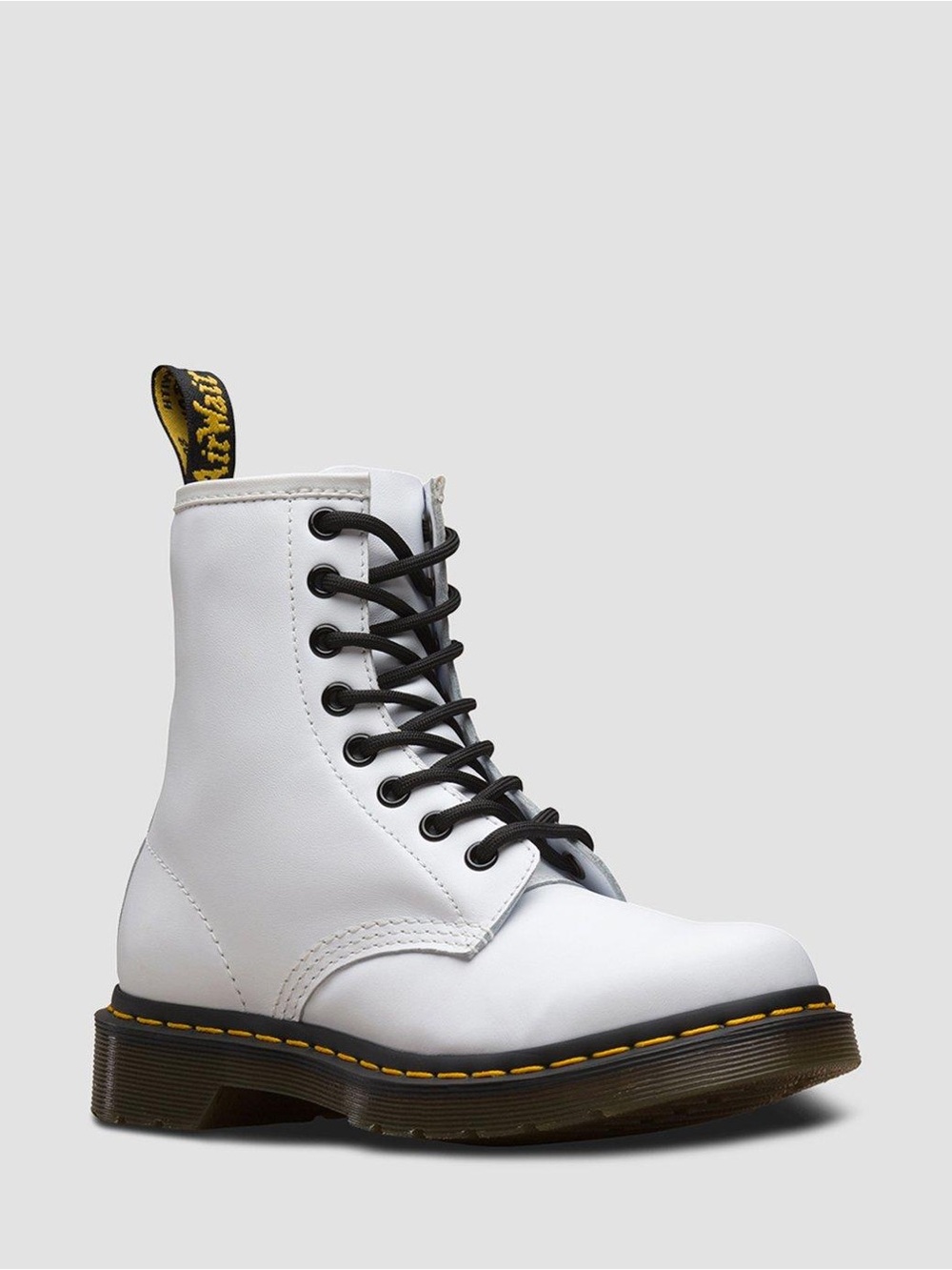 Dr. Martens NWOB 1460 Softy T Leather Lace Up Boots White/Black/Yellow 7